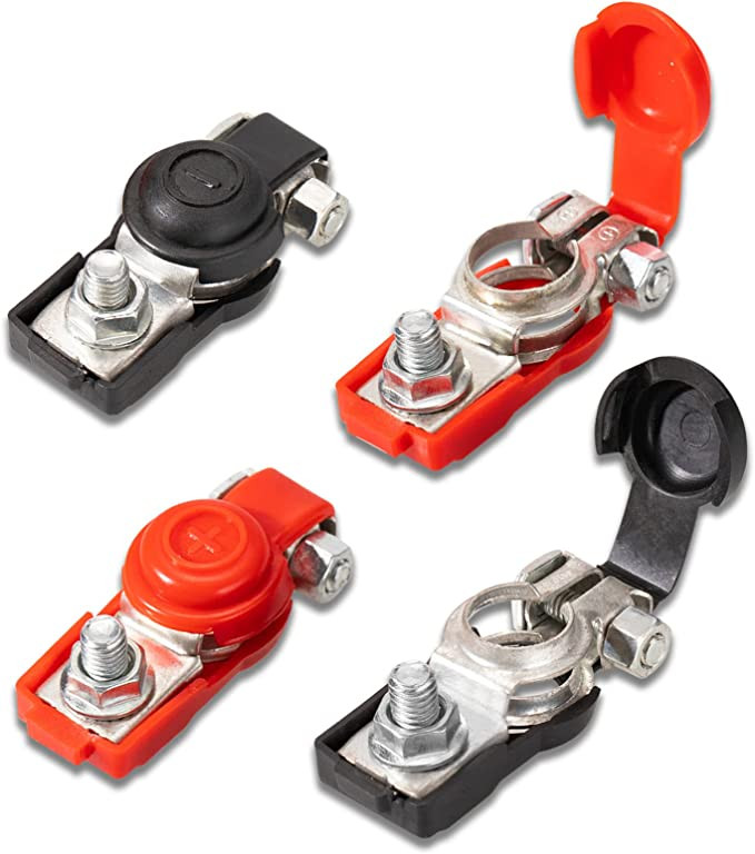 Battery Terminal Sets Negative and Positive Boat Battery Cable Terminal  Clamps Connectors with Color Coated Plastic Cover for Boat, Van, Car,  Vehicles, 1 Pair